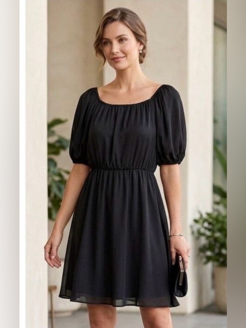 Amanda Uprichard Peasant Boho Mini Dress Small Black LBD Party Minimalist Witchy